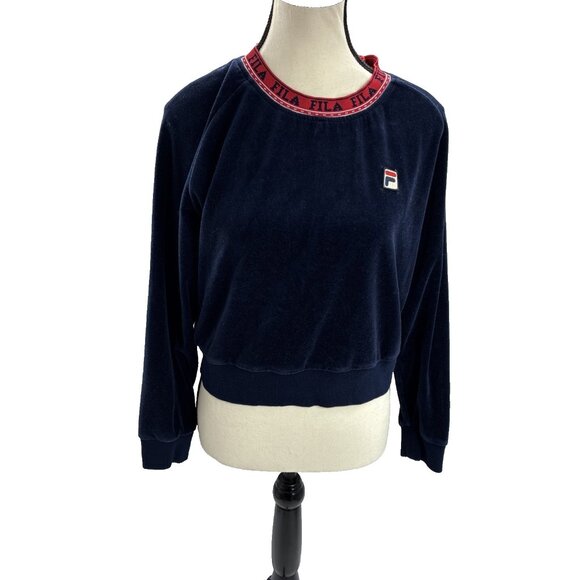 FILA Womens Size L Sweatshirt Navy Blue Long Sleeve Logo Athletic Pullover Top - Picture 1 of 7